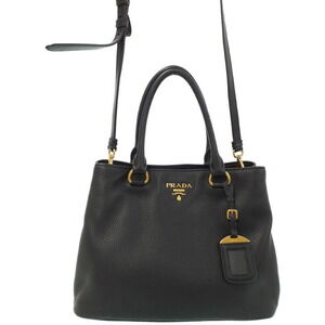 Prada Black Vitello Daino Convertible Handbag grained leather